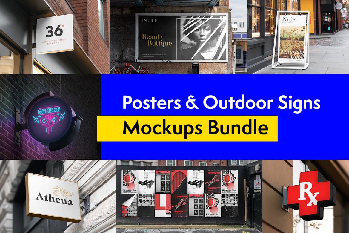 Download Posters And Outdoor Signs Mockups Bundle Premium Free Psd Mockup Store
