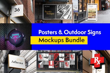Posters and Outdoor Signs Mockups Bundle
