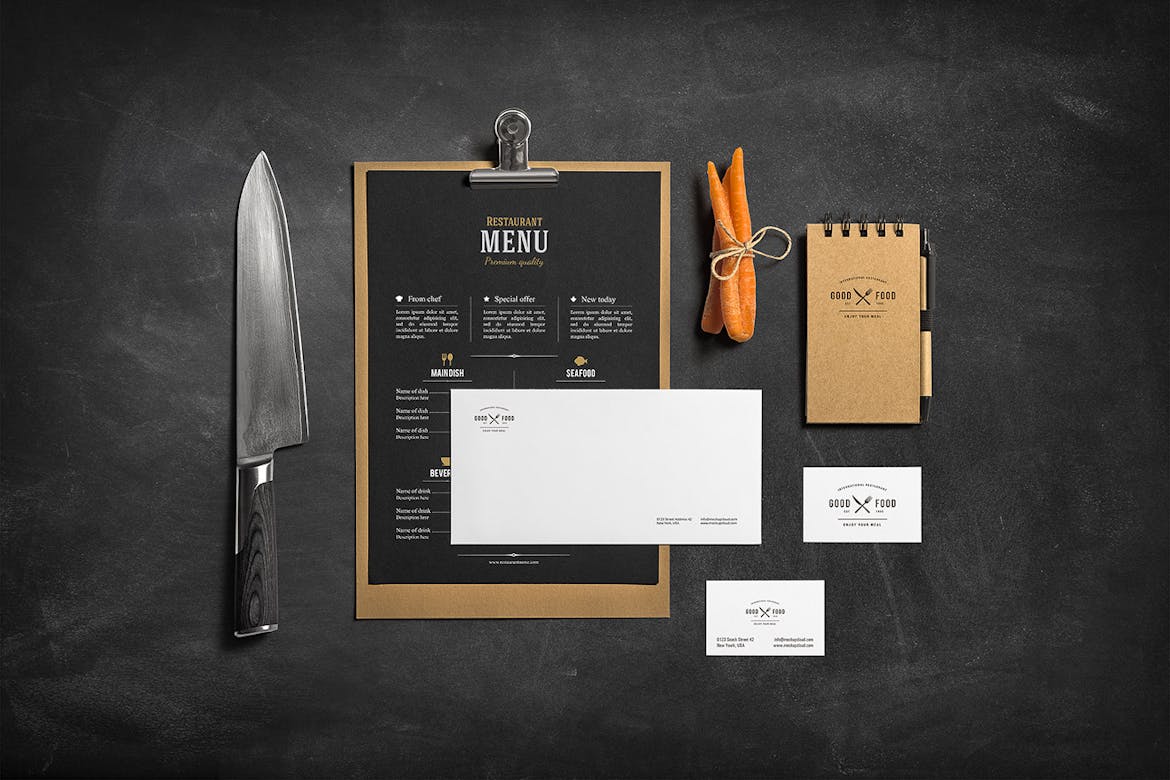 Restaurant Bar Stationery Branding Mockup Premium Free Psd Mockup Store