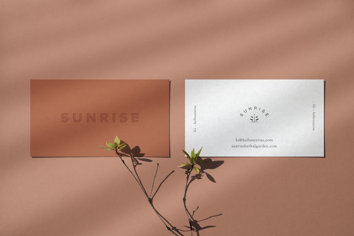 SUNRISE Letterpress Business Cards Mockup