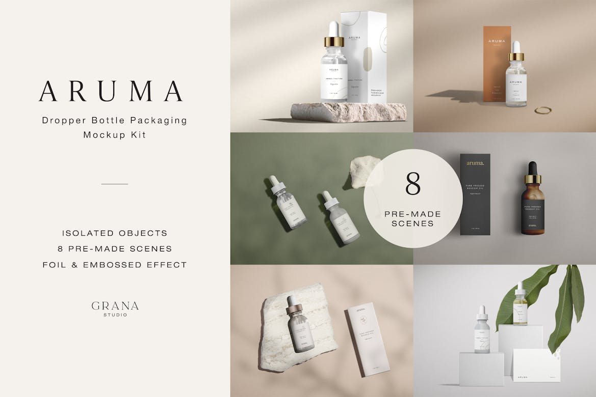 Download Aruma Dropper Bottle Packaging Mockup Kit Premium Free Psd Mockup Store