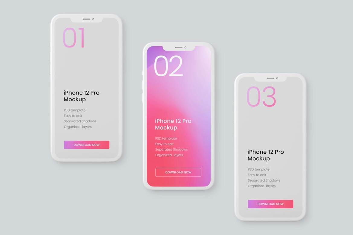 iPhone 12 Pro Clay Mockup Set | Premium & Free PSD Mockup Store