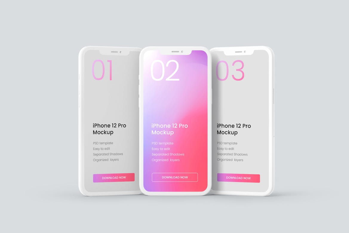 iPhone 12 Pro Clay Mockup Set | Premium & Free PSD Mockup Store