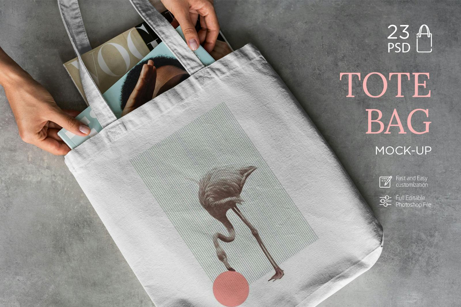 Canvas tote bag online mock up