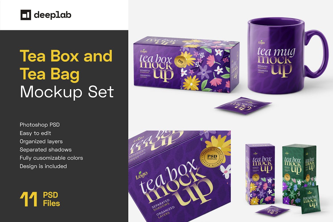 Tea Box and Tea Bag Mockup Set Premium & Free PSD Mockup Store