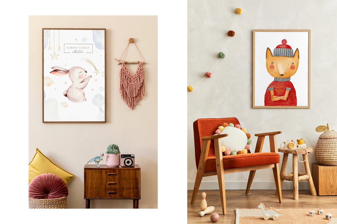 Kids Room Artwork Frame Mockup Kit | Premium & Free PSD Mockup Store