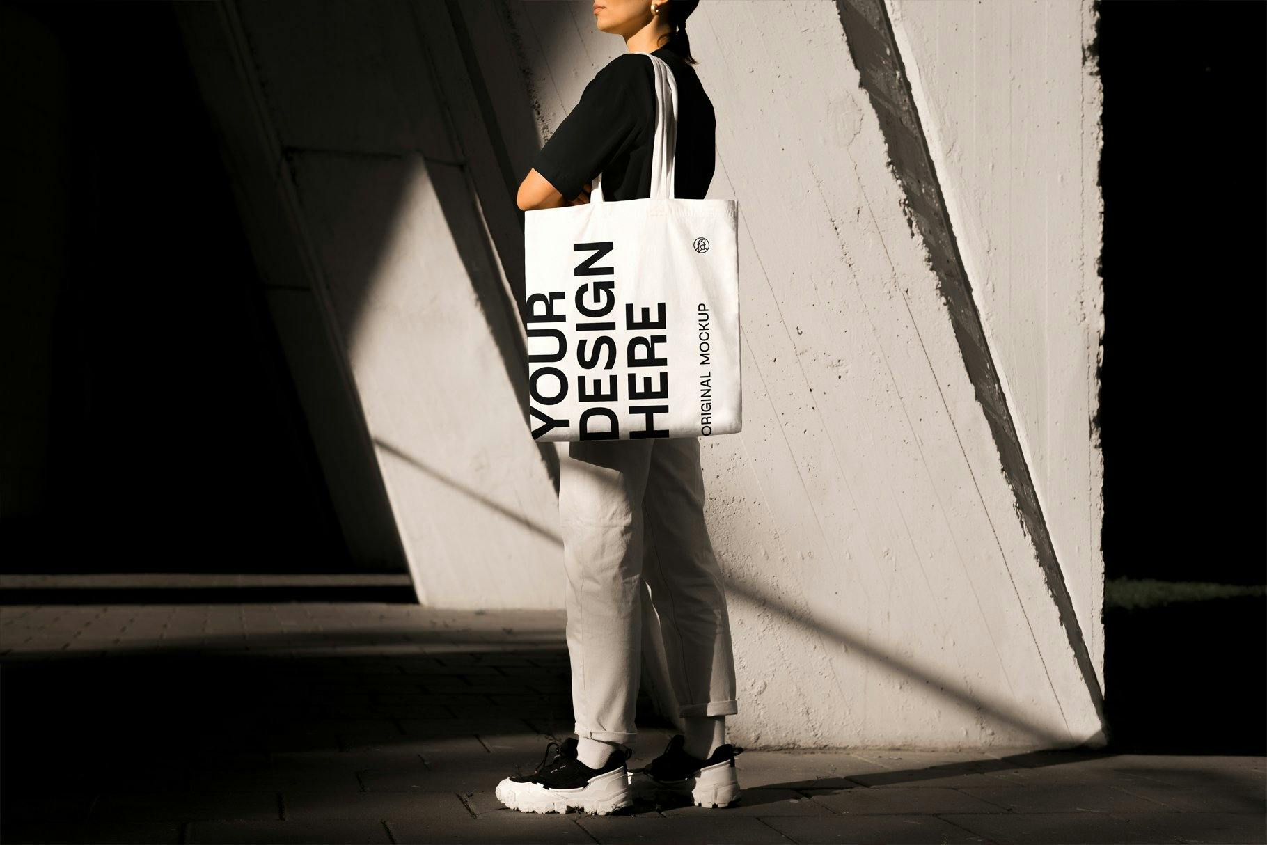 White Tote Bag Mockup Realistic With Shadow, Tote Bag, Bag, Branding PNG  Transparent Image and Clipart for Free Download