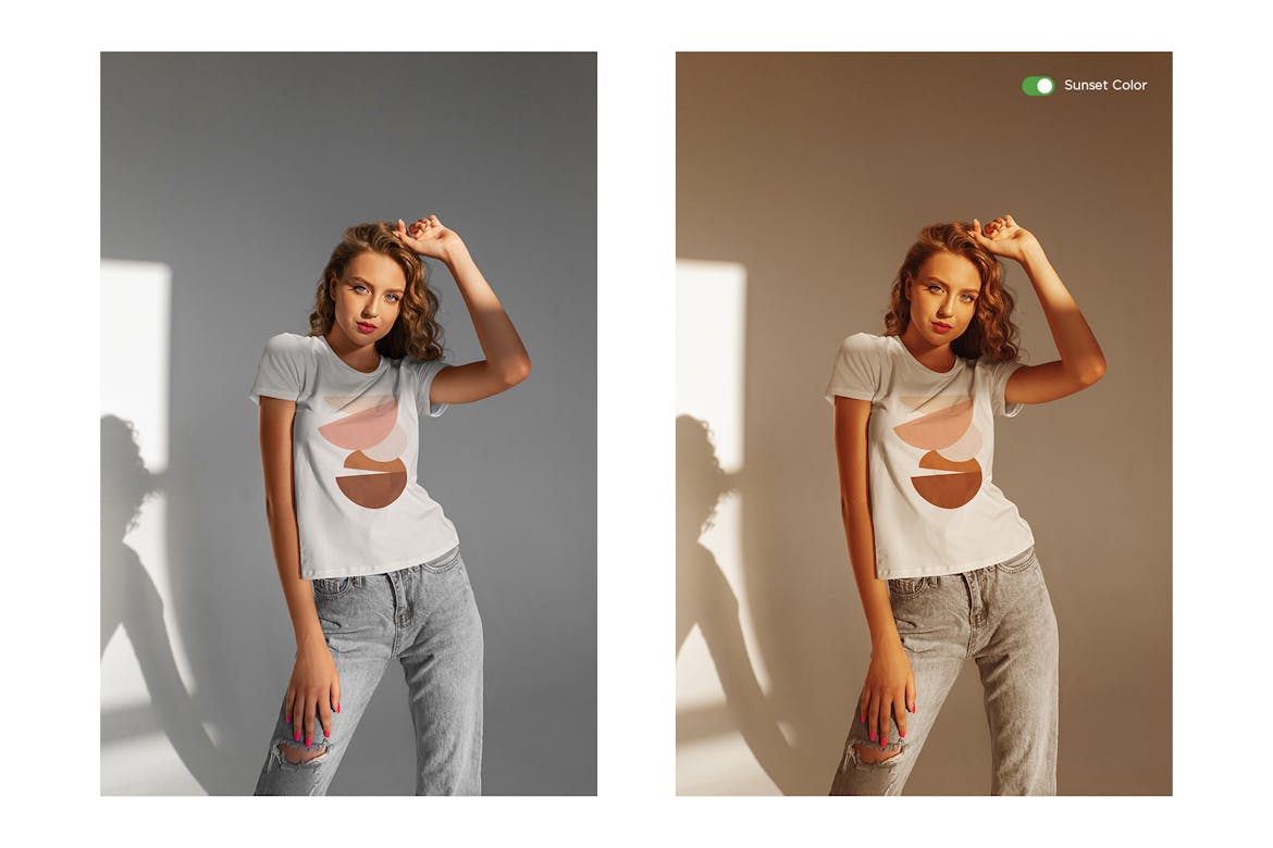 T-Shirt Mock-Up's Sunset Lights