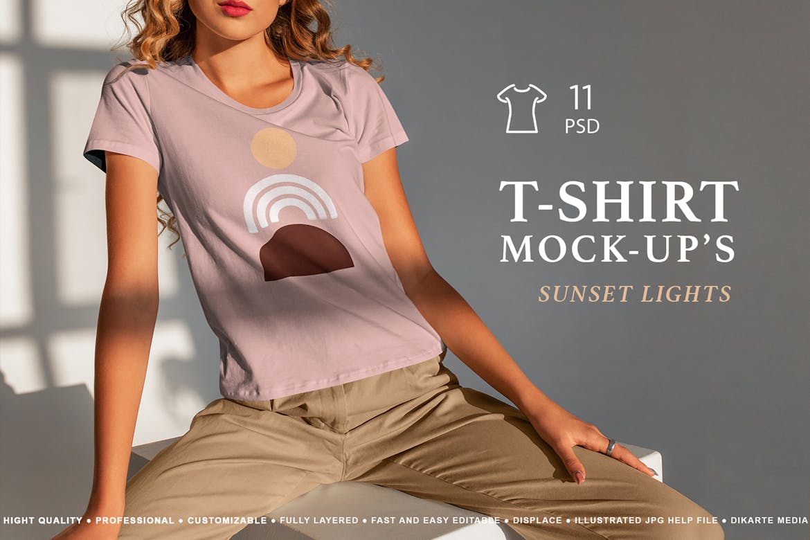 T-Shirt Mock-Up's Sunset Lights