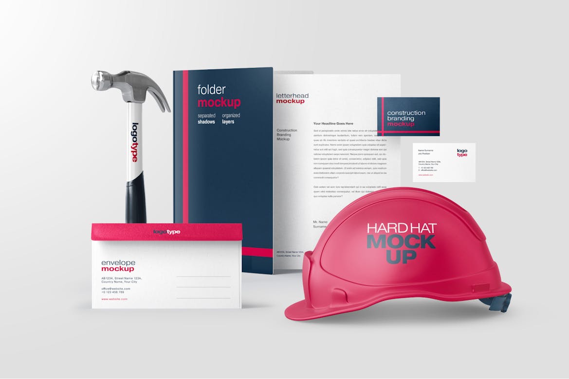 Construction Company Branding Free PSD Mockup | The Free Mockup