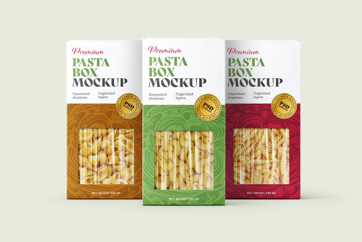 Pasta Box Packaging Mockup Set | Premium & Free PSD Mockup Store