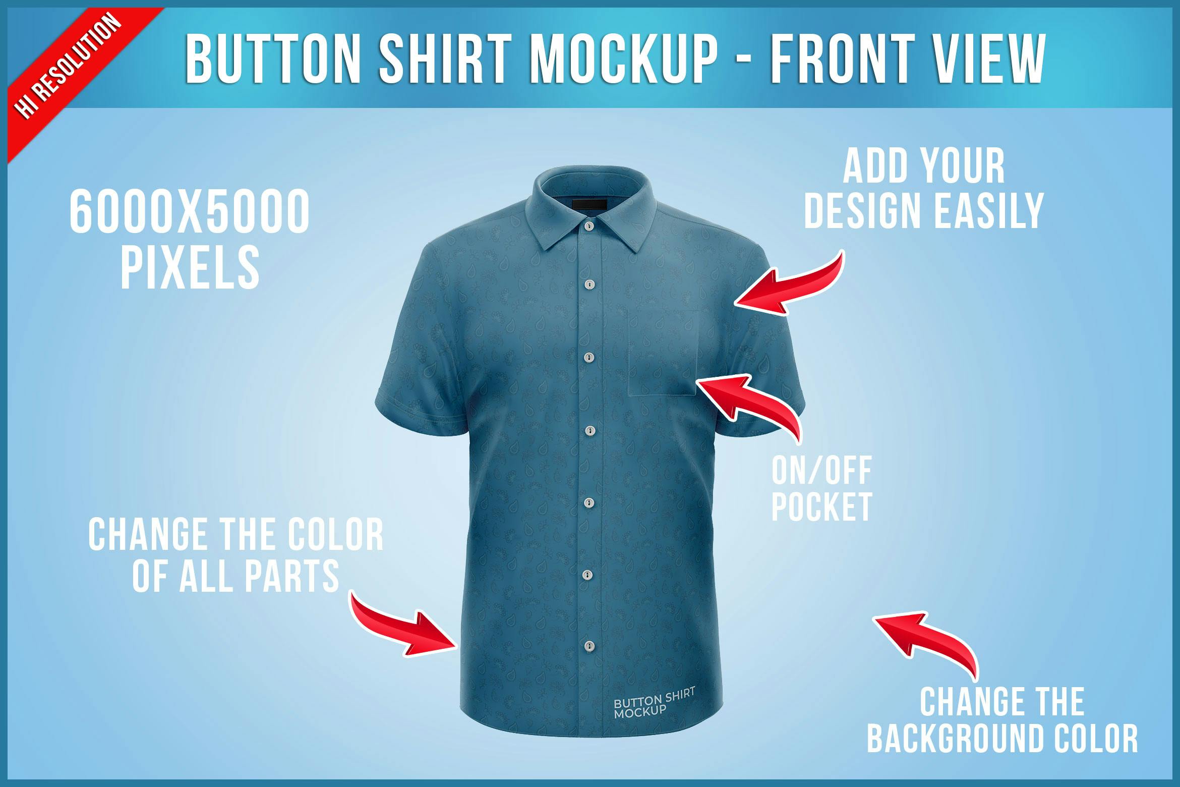 Button Shirt Mockup - Front View | Premium & Free PSD Mockup Store