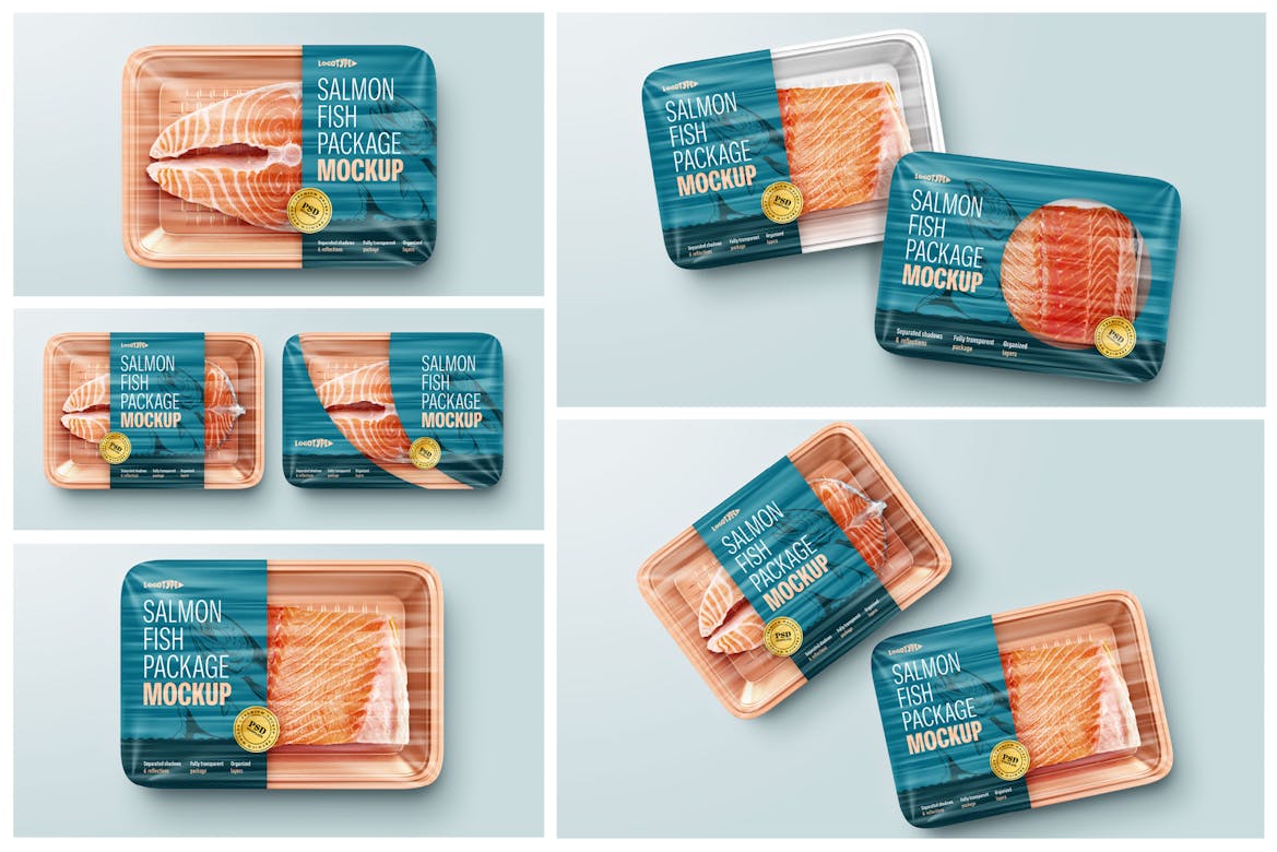 Salmon Fish Package Mockup Set | Premium & Free PSD Mockup Store