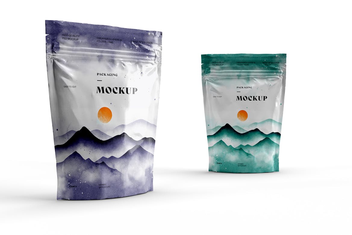 Stand Up Zip Lock Pouch Mockup | Premium & Free PSD Mockup Store