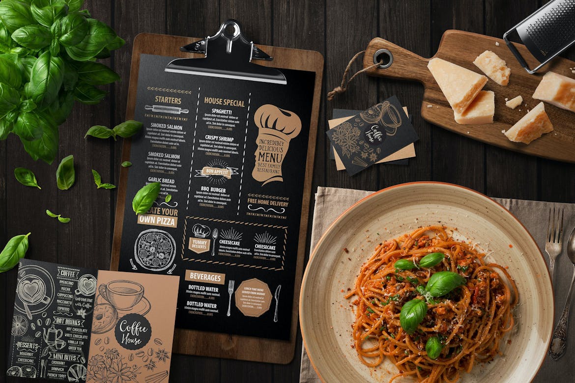 Restaurant Menu and Food Mockup Scene | Premium & Free PSD Mockup Store