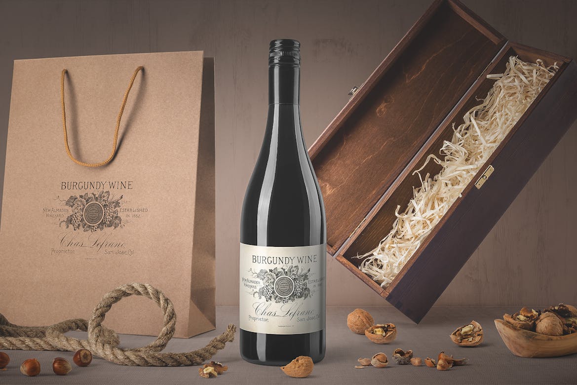 Wine Bottle And Packaging Mockup Front View Scene 02 | Premium & Free Psd  Mockup Store