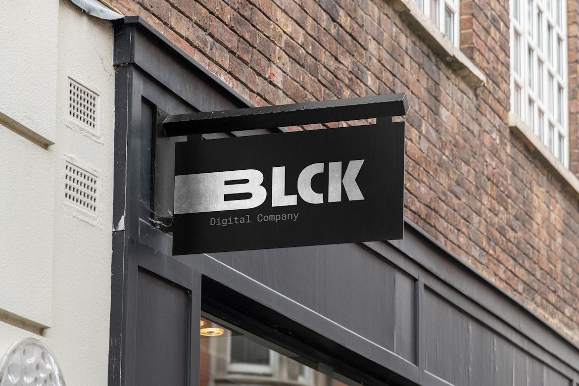 Store Sign Board Black Mockup Scene 25 | Premium & Free PSD Mockup Store