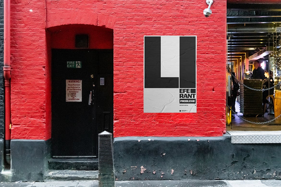 Urban Glued Poster Mockup Scene 05
