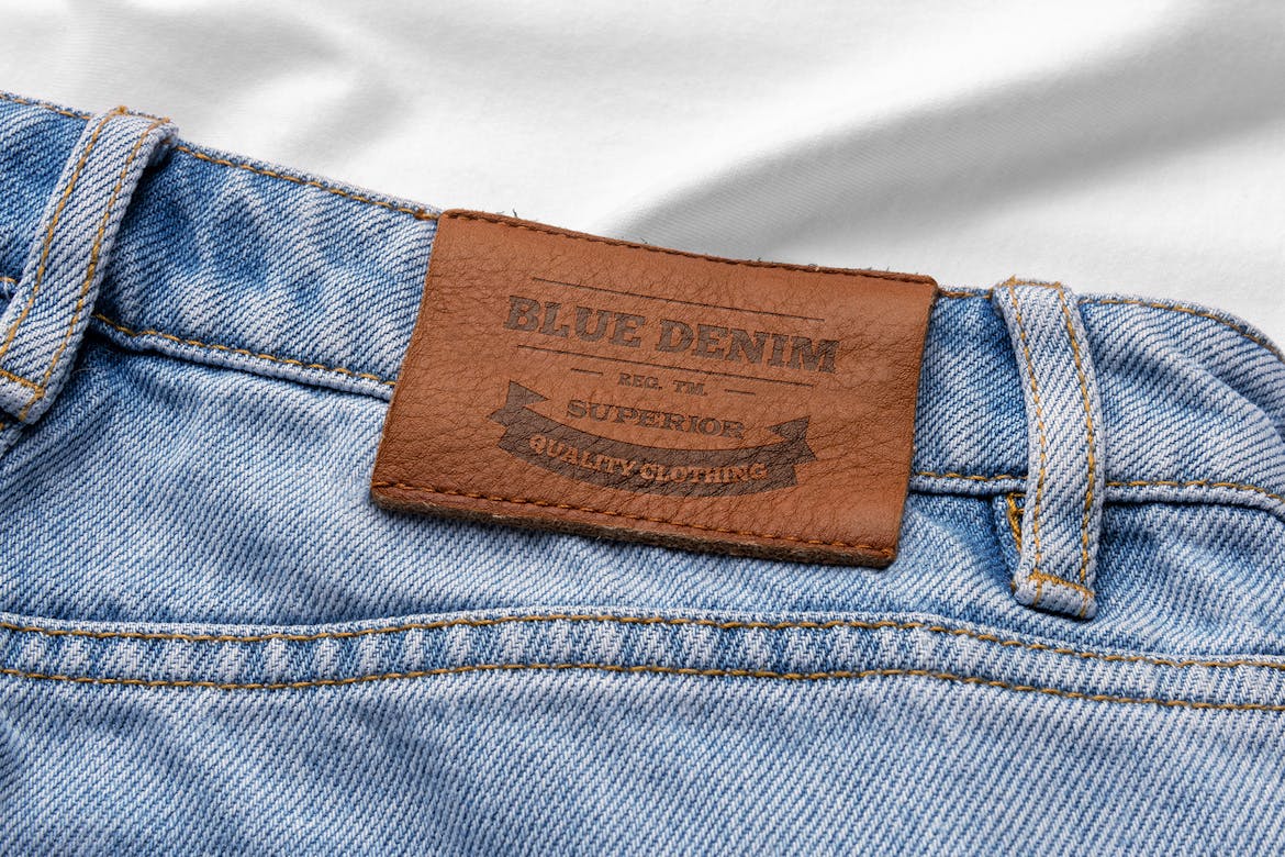 Premium PSD  Jeans tag or label mockup