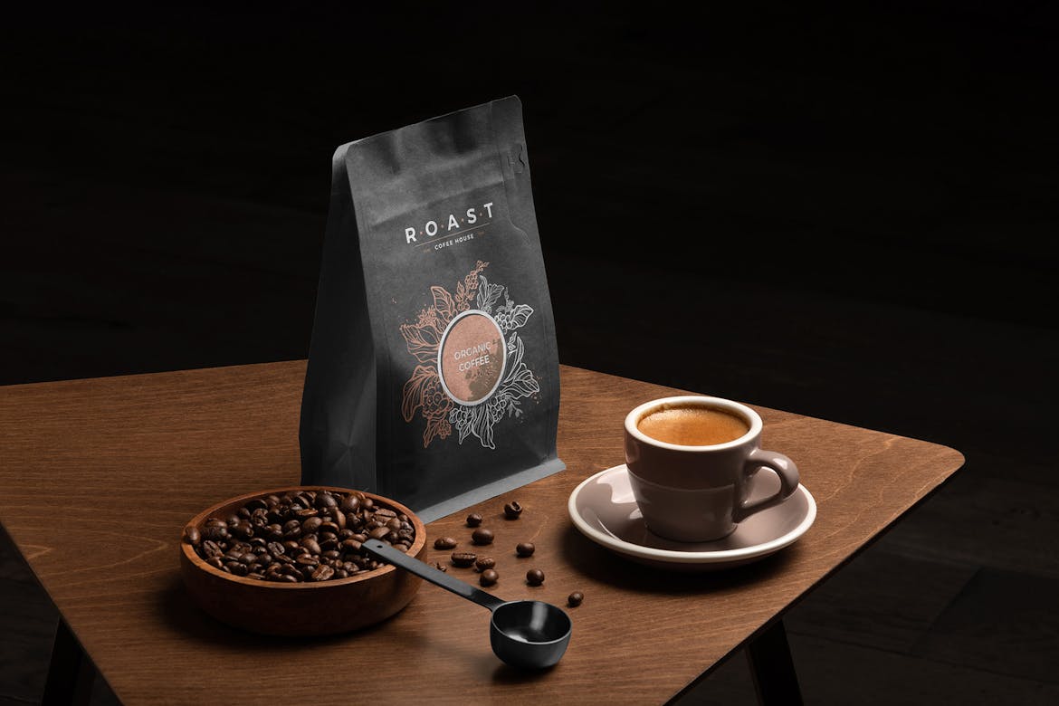 Roast Coffee Packaging Mockup Scene 19 Premium & Free PSD Mockup Store