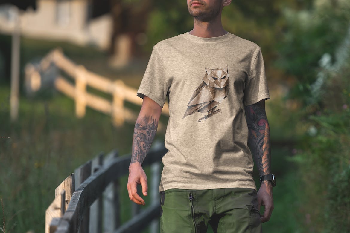 T-Shirt Mockup Male Model Alpine Scene 14 | Premium & Free Psd Mockup Store