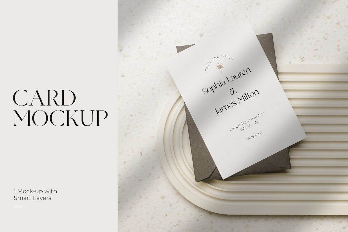 5x7 Paper Mockup, Minimal Wedding Card Mockup