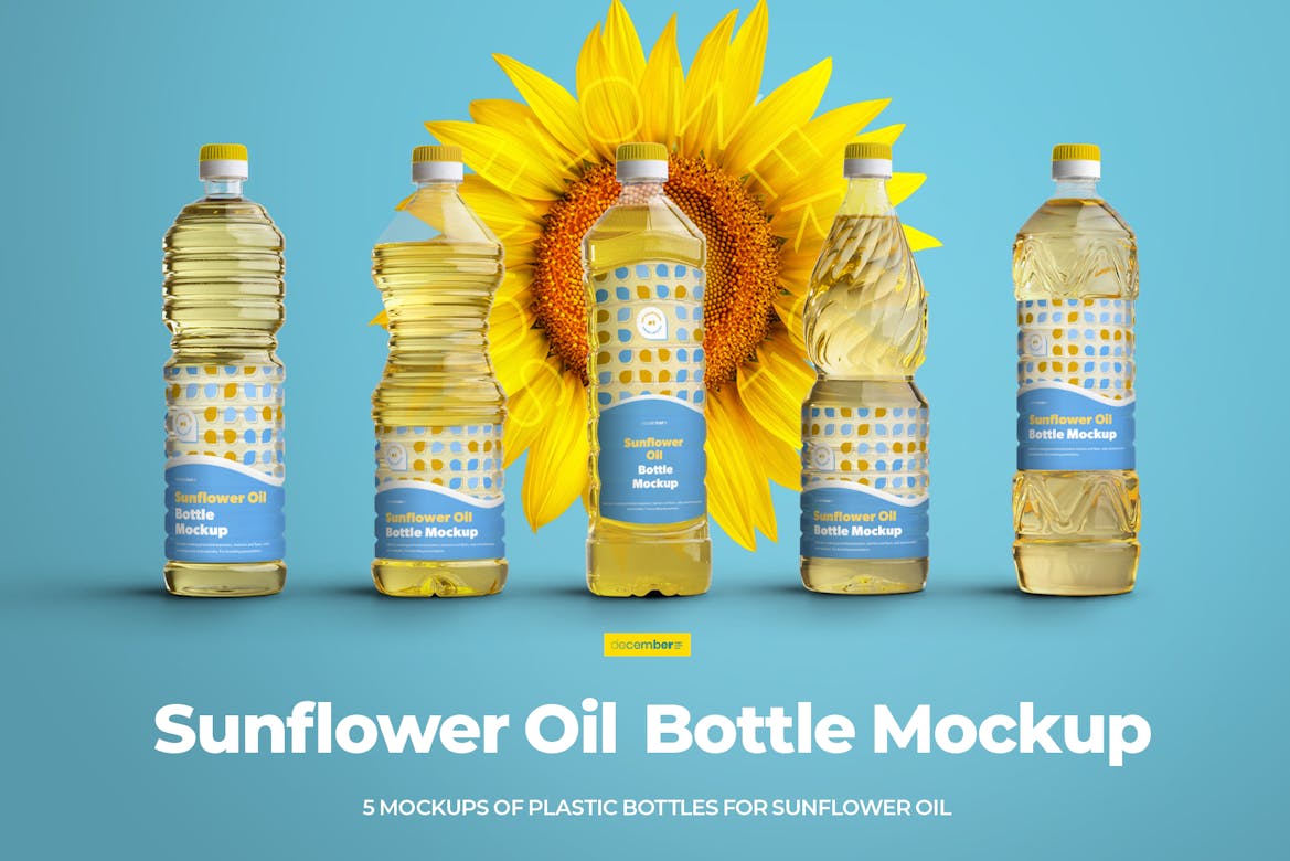 5 Mockups Plastic Sunflower Oil Bottles Premium & Free PSD Mockup Store