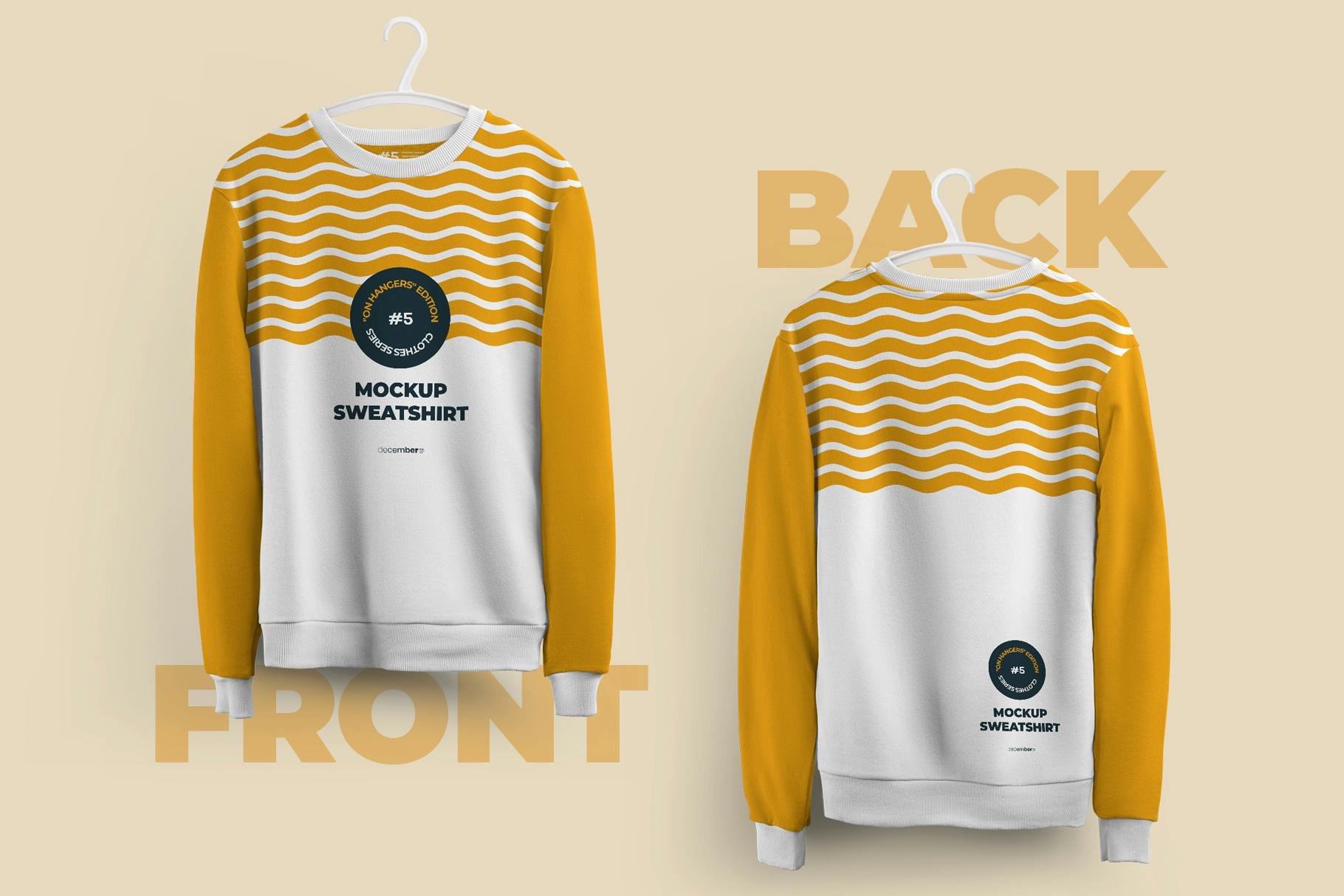 Front and Back Sweatshirt Mockup On 6 Different Hangers Premium