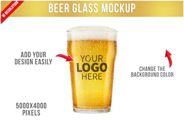 Premium PSD  19 oz beer nonic pint glass mockup, perspective