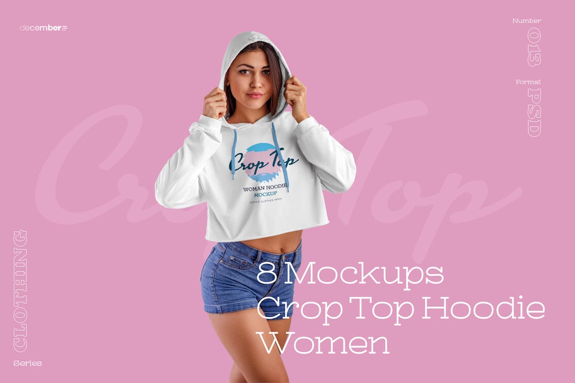 8 Mockups Women Crop Top Hoodie | Premium & Free PSD Mockup Store