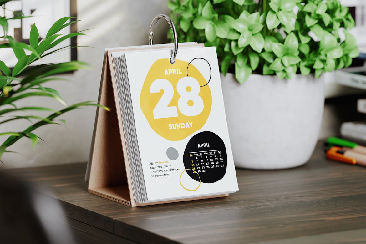 Daily Flip Desk Calendar Mockup Premium & Free PSD Mockup Store