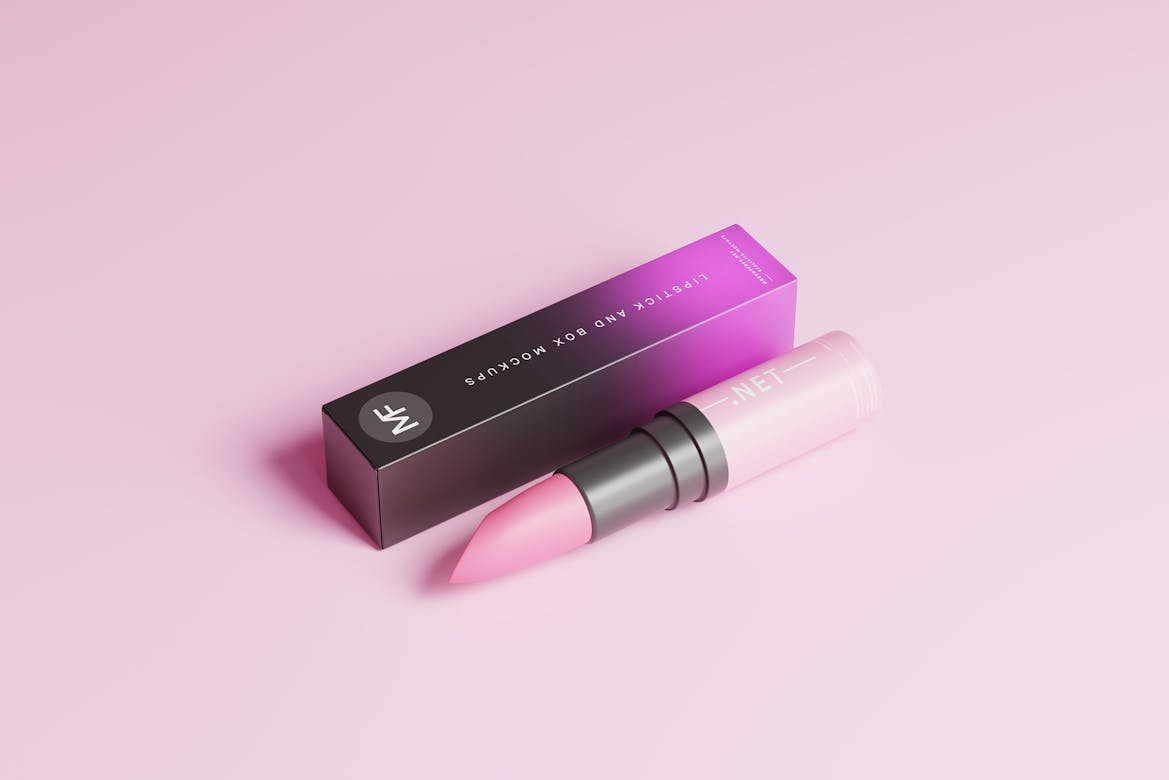 Cosmetic Lipstick and Outer Packaging Box Mockups Premium & Free PSD
