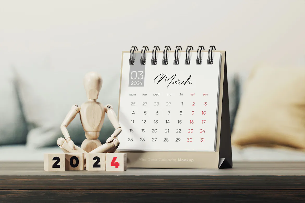 Spiral Desk Calendar with Wooden Man Mockup | Premium & Free PSD Mockup Store spiral-desk-calendar-with-wooden-man-mockup-premium-free-psd-mockup-store