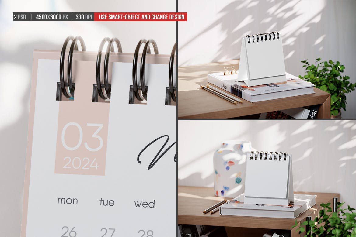 Mini Spiral Desk Calendar Mockup Premium & Free PSD Mockup Store