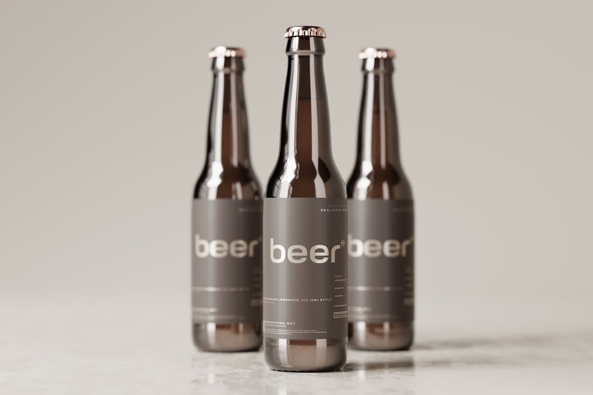 North American Longneck (or ISB) Style Beer Bottle Mockups | Premium