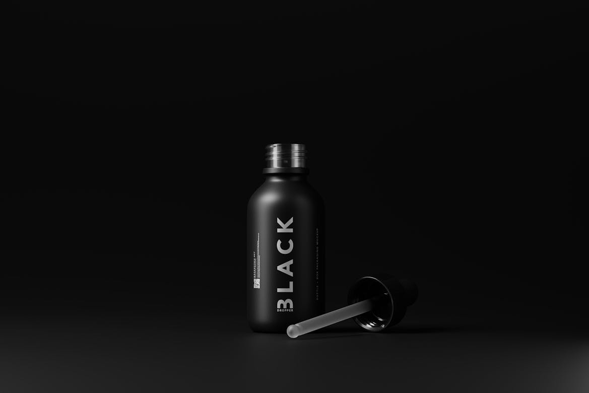 Black Dropper Bottle + Box Mockups Premium & Free PSD Mockup Store