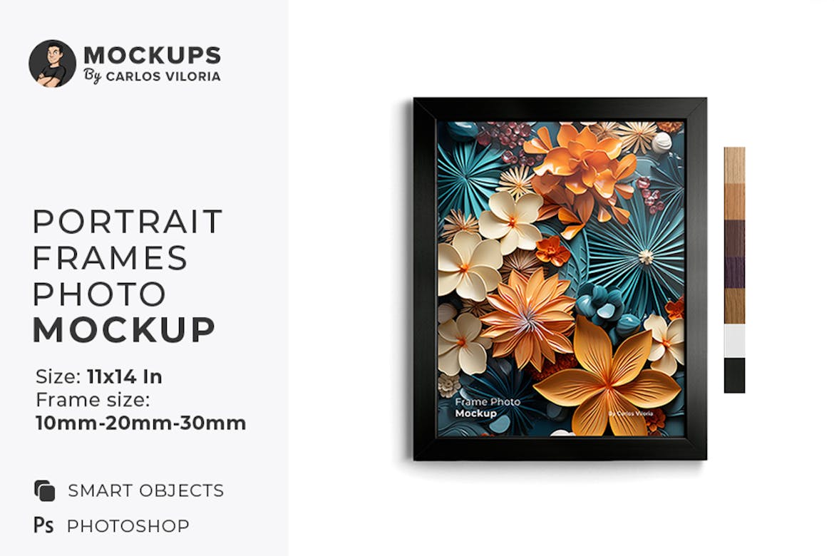 Front Portrait Frame Mockup 11x14 In Premium Free PSD Mockup Store front-portrait-frame-mockup-11x14-in-premium-free-psd-mockup-store