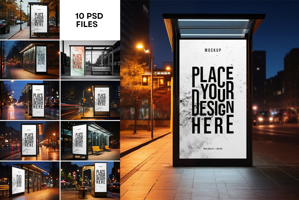 3895+ Bus Stop Psd Mockup