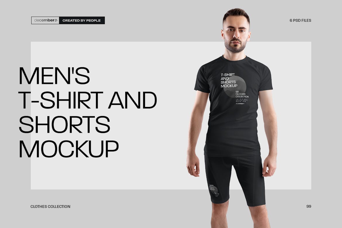 6 Men's Mockups T-Shirt and Compression Shorts | Premium & Free PSD ...