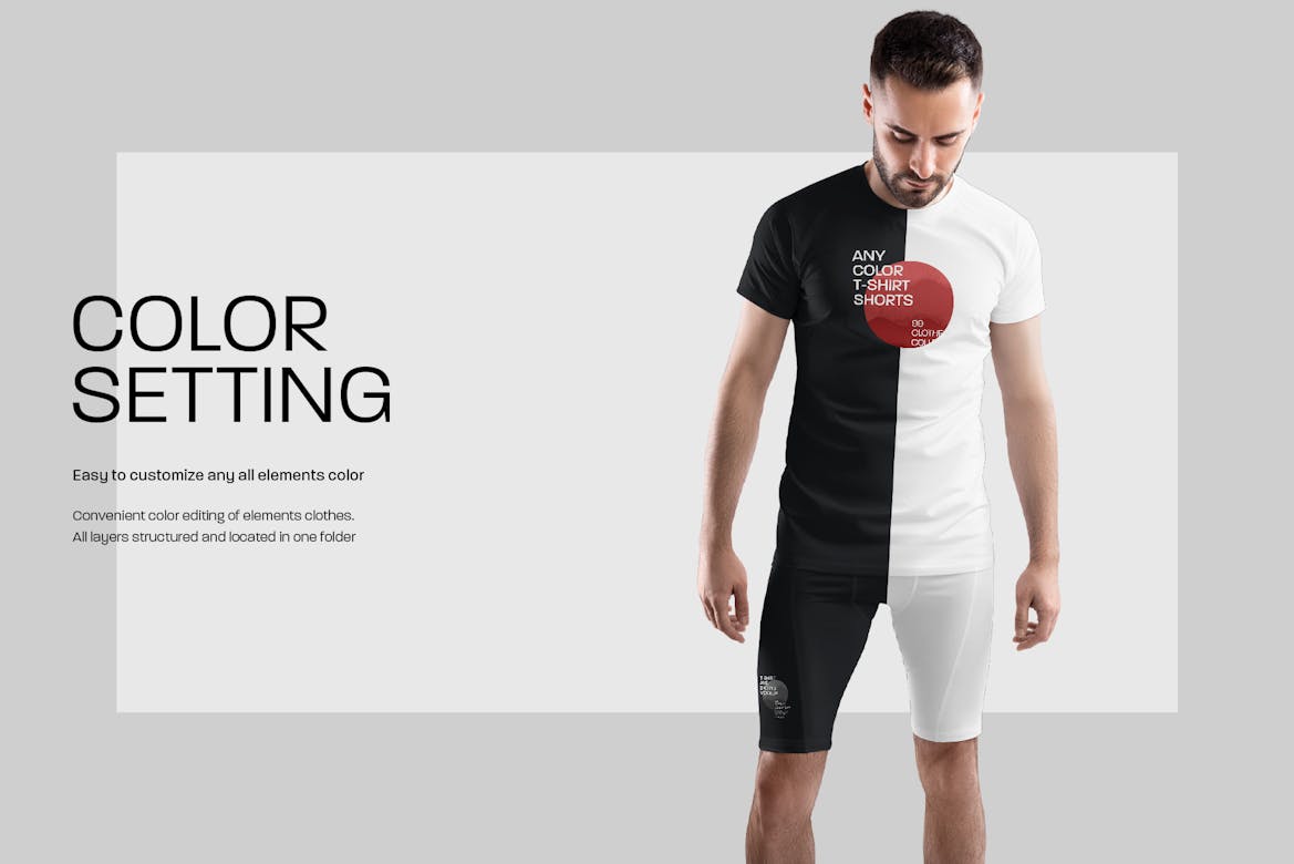 6 Men's Mockups T-Shirt and Compression Shorts | Premium & Free PSD ...